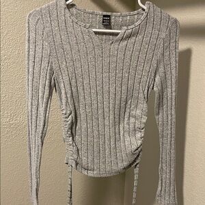 H&M Light Gray Ribbed Long Sleeve Top